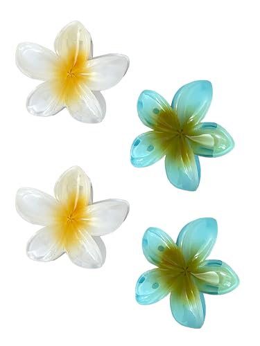 Haarspangen Blume, Set mit Haarspangen für Damen (Weiß Hellblau, 4er Pack) von ZSUN
