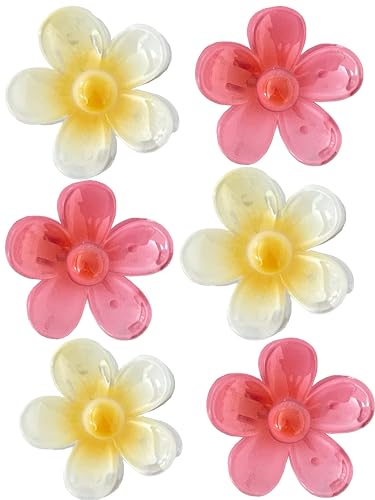 Haarspangen Blume, Set mit Haarspangen für Damen (Weiß Rot, 6er Pack) von ZSUN