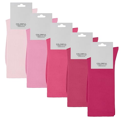 ZSUN Uni Socken Herren und Damen Mehrfarbig Socken aus gekämmter Baumwolle Größe 38-42 Code 15558, Mehrfarbig Fuchsia, 38-42 von ZSUN