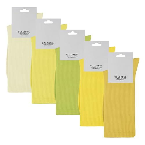 ZSUN Unisex Socken Herren und Damen Mehrfarbig Socken aus gekämmter Baumwolle Größe 38-42 Code 15558, Mehrfarbig Gelb, 38-42 von ZSUN