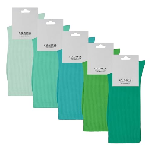 ZSUN Unisex Socken Herren und Damen Mehrfarbig Socken aus gekämmter Baumwolle Größe 38-42 Code 15558, Mehrfarbig Grün, 38-42 von ZSUN