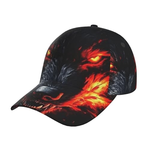 Big Black Wolf with Red Eyes Pattern Baseball Cap Unisex Adjustable Baseball Hats for Sports Outdoor, Black, One Size, Schwarz, EinheitsgröÃŸe von ZSUUGJ