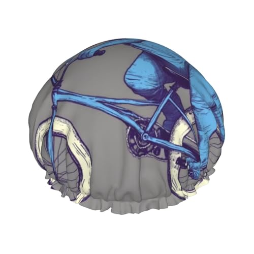 Dinosaurier-Fahrrad-Duschhaube für Damen, wasserdicht, wiederverwendbar, elastisch, für Bad, Spa, Reisen und den täglichen Gebrauch von ZSUUGJ