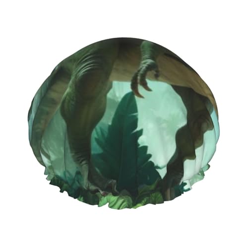 Riesige Jurassic Dinosaurier wasserdichte wiederverwendbare Duschhaube für Frauen - elastische Haarabdeckung für Bad, Spa, Reisen & den täglichen Gebrauch von ZSUUGJ