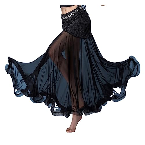Bauchtanz Hüfttuch,Bauchtanz,Bauchtanz Gürtel Erwachsene Frauen Bauchtanz Kostüm Dame Bauchtanz Rock Mesh Fishtail Langes Kleid Bauchtanz Performance Dancewear(Black,L) von ZSXPBZL