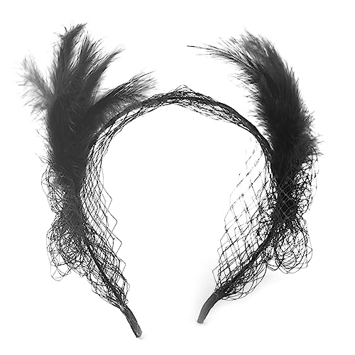 Einzigartiger Haarreif aus Mesh und Feder, Boho-Stirnband, Halloween, Hochzeit, Party, Braut, Haarschmuck für Frauen und Mädchen von ZSYTF