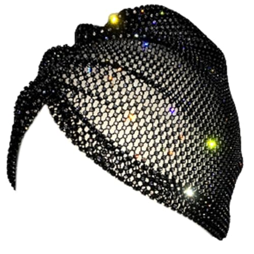 Glitzernde Beanie-Mütze für Damen, Netz-Hut, Glitzer, Strass, Fischnetz, Kristall, Diamant-Mütze, Modeschmuck, Haar-Accessoires, BK, One size von ZSYTF