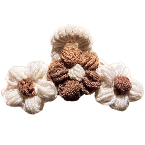 Haarklammer für Damen und Mädchen, gestrickte Blumen-Haarspangen, rutschfest, starke Kieferklauen-Clips für Frauen, dickes Haar, 11 cm von ZSYTF