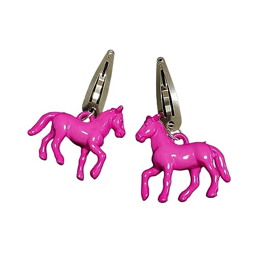 Haarnadeln mit süßem rosa Pferd, schöne Tier-Charm-Haarspangen, Harz-Haarspange, modische Kopfbedeckung für Mädchen und Teenager, 2 Stück von ZSYTF