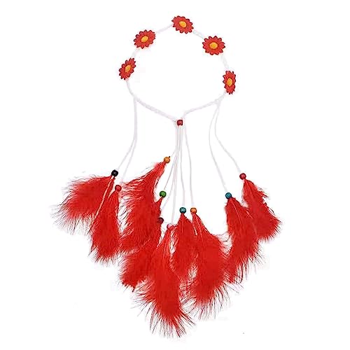 Stirn-Haarband für Damen, Feder-Stirnband, Boho-Haarband, elegant, für Mädchen, Haarschmuck, Kopfkette, Ornament von ZSYTF