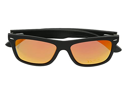 ZT-Tuning Sonnenbrille Polarisiert Bambus mit ZT-Logo - Schwarz/Gelb-verspiegelt von ZT-Tuning