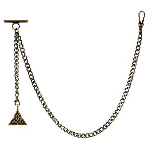 ZTA Herren Albert Kette Bronze Taschenuhr Kette Weste Kette für Männer FOB T BAR mit Schwenkverschluss mit Keltisch Knoten Design Anhänger FOB Charme von ZTA