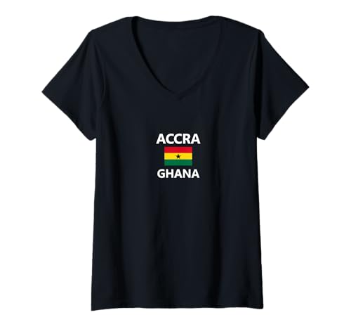 Damen Accra Ghana Flagge Stadt T-Shirt mit V-Ausschnitt Damen Accra Ghana Flagge Stadt T-Shirt mit V-Ausschnitt von ZTBFQtBLWJHBSY Creations Co