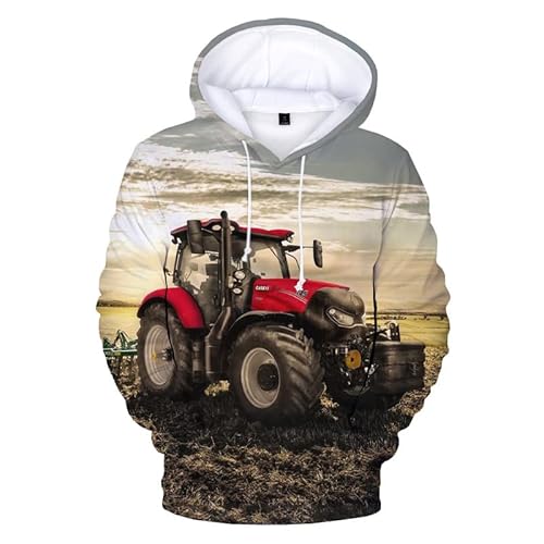 ZTEEG Kinder Traktor Bagger Traktor - Hoodie Jungen Kapuzenpullover Traktor Hoodie Sweatshirt mit Kapuze Kinder Pullover für Mädchen und Jungen (A2,L) von ZTEEG