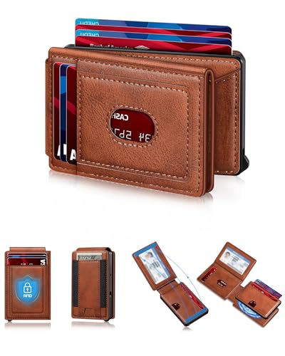 ZTELLHIM Geldbörse für Herren | RFID-blockierender Magsafe Pop-Up-Kartenhalter aus Metall | mit 2 Ausweisfenstern und Bargeldfach | Platz für 12–15 Karten | schlanke, kompakte faltbare Smart Wallet | von ZTELLHIM
