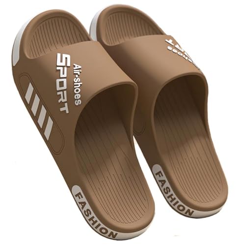 ZTENG Größe Plus Herren Rutsche Badesandalen Dusche Hausschuhe Rutschfeste Komfort (Braun&Weiß, Erwachsene, Herren, 43, Numerisch (von/bis), EU Schuhgrößensystem, 44, M) von ZTENG