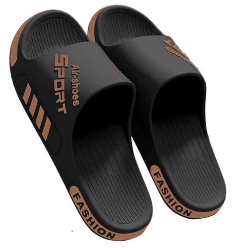 ZTENG Größe Plus Herren Rutsche Badesandalen Dusche Hausschuhe Rutschfeste Komfort (schwarz&braun, Erwachsene, Herren, 47, Numerisch (von/bis), EU Schuhgrößensystem, 48, M) von ZTENG