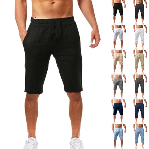 Herren Shorts Leinenhose Business Dünne Sommerhose Leinen Hose Weiße Hosen Jeansshorts Leichte Damen Cargo Weisses Leicht Mit Gummizug Herrenjeans Stretch Jogginghose Anzug Arbeitshosen Männer von ZTFYKLIN