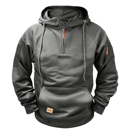 Hoodie Herren Winter Pullover Mantel Casual Einfarbig Sweatjacke 1/4 Reißverschluss Langarmshirt Warmer Wintermantel hoodie mit reißverschluss Ohne Kapuze Sport Sommer Zip Up Kapuzenpulli Zipper von ZTFYKLIN
