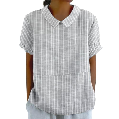 Last Minute Angebote für Frauen Damen Bluse Weiß Kurzarm Fledermaus T Shirt Oberteil U Boot Ausschnitt Sommerkleid Leinen Leinenhemd Asymmetrisch Mittelalter Oberteile Blusen Baumwoll Einfache von ZTFYKLIN