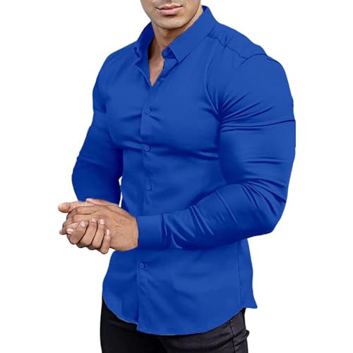 Seidensticker Hemd Herren Hawaii Kurzarm Sommerhemd Weißes Männer Jeanshemd Herren Muscle Fit Hemd Sport Slim Langarm Casual Button Shirt Hemden Weit Geschnitten(BU2, L) von ZTFYKLIN