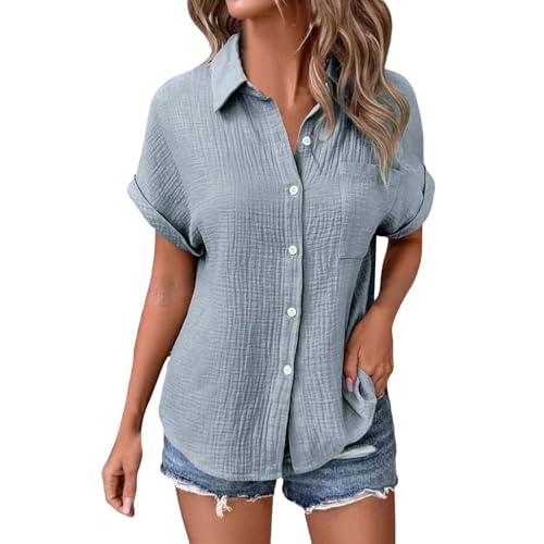 Tages Angebote von Heute Schicke Bluse Damen Festlich Sport Tshirt Locker T Shirt Mit Ausschnitt Sommer Leinenhemd Leinenbluse Weiß Longshirt Spitze Oversize Shirts Für Lang Generic Sommerbluse von ZTFYKLIN