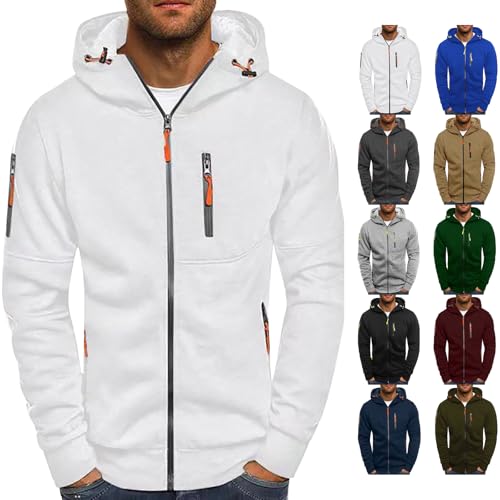 ZTFYKLIN Hoodie Herren Einfarbig Baumwolle mit Reißverschluss Pullover Hoodie Oversized Sweatshirt Ohne Kapuze Sport Shirts Für Hoodies Zip Sportshirts Zipper Kapuzenpullover Oversize Kapuzenpulli von ZTFYKLIN