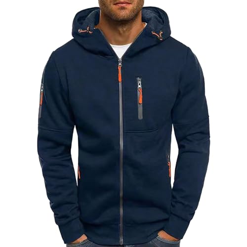 ZTFYKLIN Hoodie Herren Einfarbig Baumwolle mit Reißverschluss Pullover Zipper Hoodie Hoodies Camo Zipper Sweatshirt Mit Kapuzenpullover Oversize Schwarz Zip Für Männer Oversized Gym Shirt Hoody Up von ZTFYKLIN