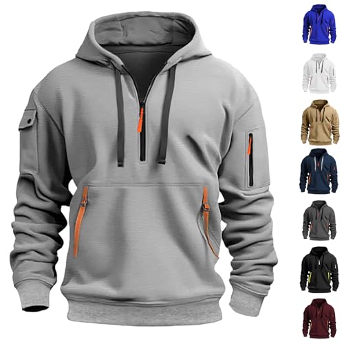 ZTFYKLIN Hoodie Herren ReißVerschluss Kapuzenjacke Sweatjacke Zip Sweater Casual Arbeitspullover mit Taschen und ReißVerschluss-Armablage Bequemes und locker sitzendes Kapuzensweatshirt von ZTFYKLIN