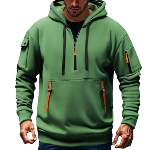Zip Hoodie Herren Herbst/Winter Multifunktionelle Tasche Sweatshirt hoodie jacke herren Oversized Kurzarm Zipper Reißverschluss Kapuzenpulli Gym Shirt Oversize Heavyweight Sport Hoody Männer Y2K von ZTFYKLIN
