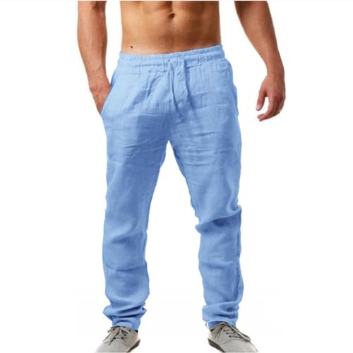 blitzangebot Leinenhose Schwarz Herren Sommerhosen Leicht Und Luftig Kunstleder Hose Sommerhose Kurz Leinenanzug Freizeithose Lang Tracksuit Baggy Sporthose Mit Reissverschluss Sweat Pants Men von ZTFYKLIN