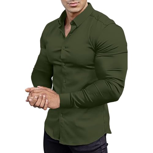leinenhemd Trachtenhemd Schwarzes Leinenhemd Herrenhemden Kurzarm Hawaii Weißes Herren Muscle Fit Hemd Sport Slim Langarm Casual Button Shirt Hemden Weit Geschnitten(Mint Green, M) von ZTFYKLIN