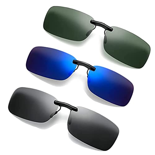 3 Stück Myopie Sonnenbrille Polarisierte Clip, Polarisierte Glas Sonnenbrille Klipp, Polarisationsbrill Clip, Fahrer Brille Clip, Sonnenbrille Clip Herren Dame, für Im Freien, Angeln, Radfahren von ZTMAKYLH