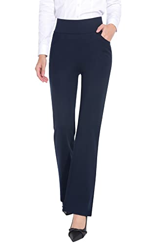 ZTN Damen Hohe Taille Schlupfkleid Hose Bauchweg Hose für Arbeit Business Freizeit Büro Hose mit 4 Taschen, navy, X-Groß von ZTN