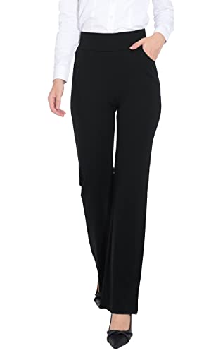 ZTN Damen Hohe Taille Schlupfkleid Hose Bauchweg Hose für Arbeit Business Freizeit Büro Hose mit 4 Taschen, schwarz, X-Groß von ZTN