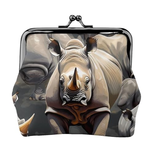 Angry Rhino Print Exquisite Vielseitige Kusslock-Münzgeldbörse Niedliche kleine Geldbörse mit Reißverschluss für Münzen Karten von ZTPOWQA