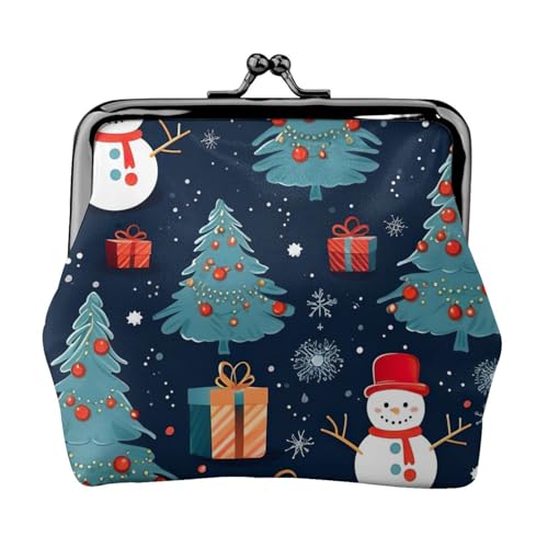 Blauer Weihnachts-Schneemann-Druck, exquisit, vielseitig, Kussschloss, Münzgeldbörse, niedlich, klein, Reißverschluss, Geldbörse für Münzen, Karten von ZTPOWQA