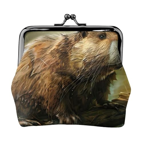 Exquisite vielseitige Münzbörse mit Biber-Druck, niedlich, klein, mit Reißverschluss, für Münzen, Karten von ZTPOWQA