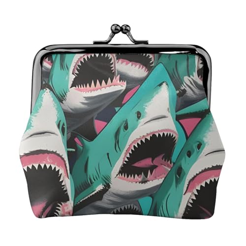 Haifischmuster-Druck, exquisit, vielseitig, Kussschloss, Münzgeldbörse, niedlich, klein, Reißverschluss, Geldbörse für Münzen, Karten Haifischmuster-Druck, exquisit, vielseitig, Kussschloss, Münzgeldbörse, niedlich, klein, Reißverschluss, Geldbörse für Münzen, Karten von ZTPOWQA