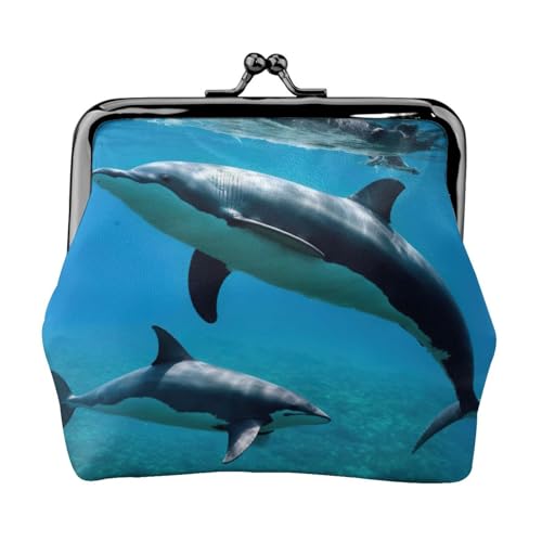 Lustiges Tier-Delfin-Druck, exquisit, vielseitig, Kussschloss, Münzgeldbörse, niedlich, klein, Reißverschluss, Geldbörse für Münzen, Karten von ZTPOWQA