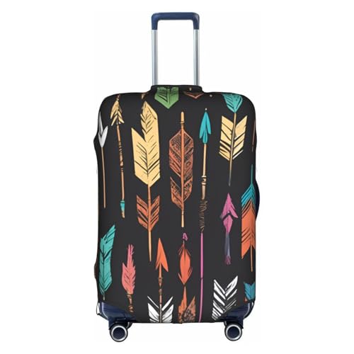 ZTPOWQA Bunte Kunst mit Boho-Pfeil-Druck, dekorative Reisegepäckabdeckung, verdeckter Reißverschluss, Koffer, kratzfest, staubdicht, weiß, S von ZTPOWQA