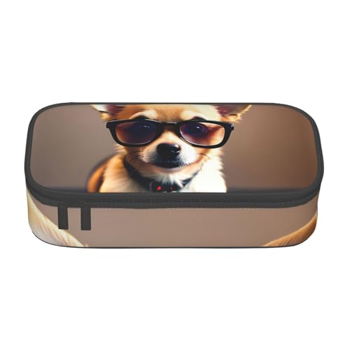 ZTPOWQA Chihuahua Hund Brille 1 Druck Federmäppchen Funktional Stilvoll Teenager Mädchen Erwachsene Schule College Alltag von ZTPOWQA