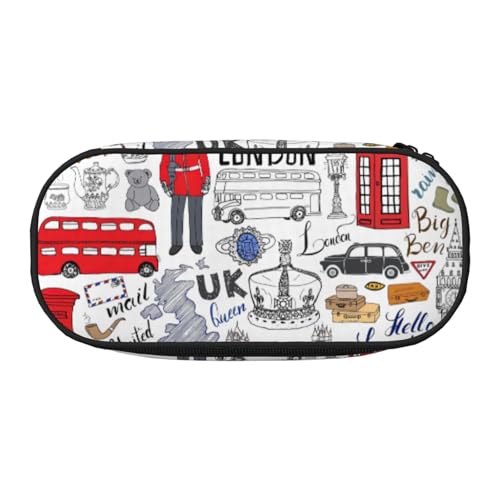 ZTPOWQA Federmäppchen mit Aufdruck "I Love London", modisch, funktional, für Schule, Reisen, Büro, praktisch, Schwarz , Einheitsgröße, Taschen-Organizer von ZTPOWQA