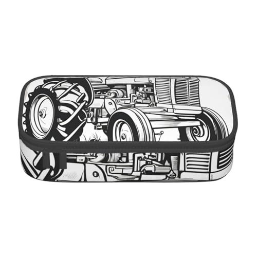 ZTPOWQA Federmäppchen mit Cartoon-Traktor-Druck, funktional, stilvoll, Teenager, Mädchen, Erwachsene, Schule, Uni, Alltag von ZTPOWQA