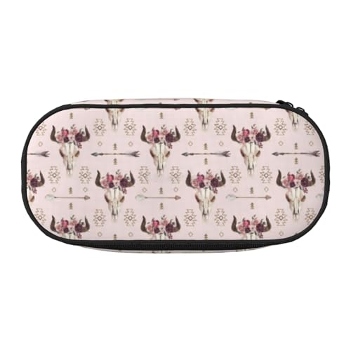 ZTPOWQA Federmäppchen mit Stier-Schädel-Motiv, modisches Federmäppchen, funktionales Federmäppchen, Schule, Reisen, Büro, praktisch, Schwarz , Einheitsgröße, Taschen-Organizer von ZTPOWQA