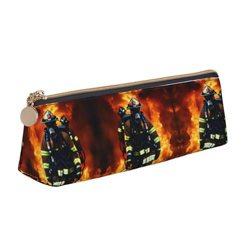 ZTPOWQA Feuerwehrmann Feuerwehrmann Flamme Druck Teenager Federmäppchen Große Kapazität Hohe Organizer-Tasche Schule Alltag Essentials von ZTPOWQA