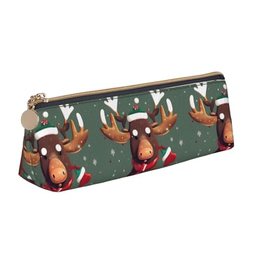 ZTPOWQA Lustiges Weihnachts-Federmäppchen mit Elchkopf-Aufdruck, große Kapazität, hohe Organisationstasche, Schule, Alltagsgegenstände von ZTPOWQA