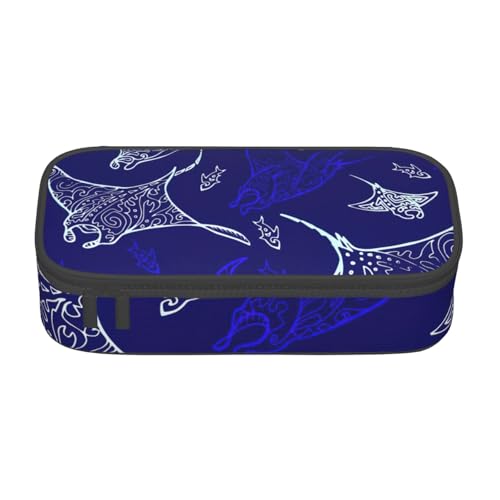 ZTPOWQA Manta Ray und Fisch Druck Federmäppchen Funktional Stilvoll Teenager Mädchen Erwachsene Schule College Alltag von ZTPOWQA