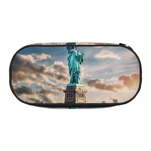 ZTPOWQA Modisches Federmäppchen, Motiv: Freiheitsstatue in NYC, funktionales Federmäppchen, Schule, Reisen, Büro, praktisch, Schwarz , Einheitsgröße, Taschen-Organizer von ZTPOWQA