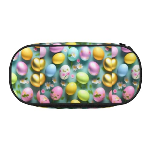 ZTPOWQA Modisches Federmäppchen mit Aufschrift "Happy Easter Holiday", funktionales Federmäppchen, Schule, Reisen, Büro, Verwendung, Schwarz , Einheitsgröße, Taschen-Organizer von ZTPOWQA